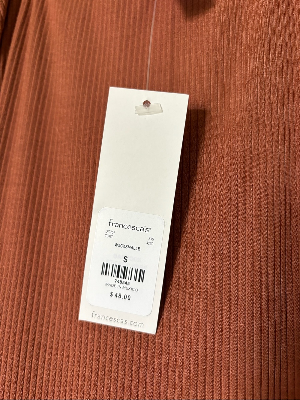 Francesca's Collections Rust-Brown Midi Button-Front Spaghetti Strap Dress - Picture 4 of 5